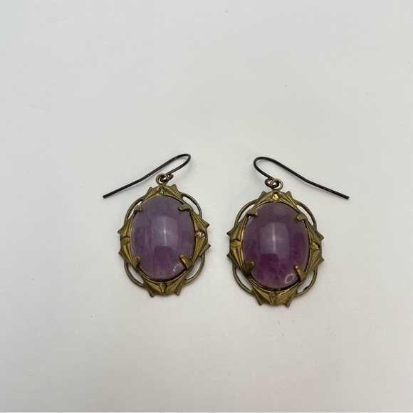 Purple Glass Dangle Earrings - Picture 2 of 10